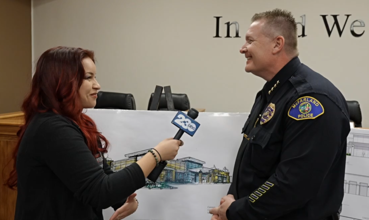23ABC Neighborhood News Reporter Ruby Rivera Interviewing McFarland Police Chief Brian Knox about the incoming police station