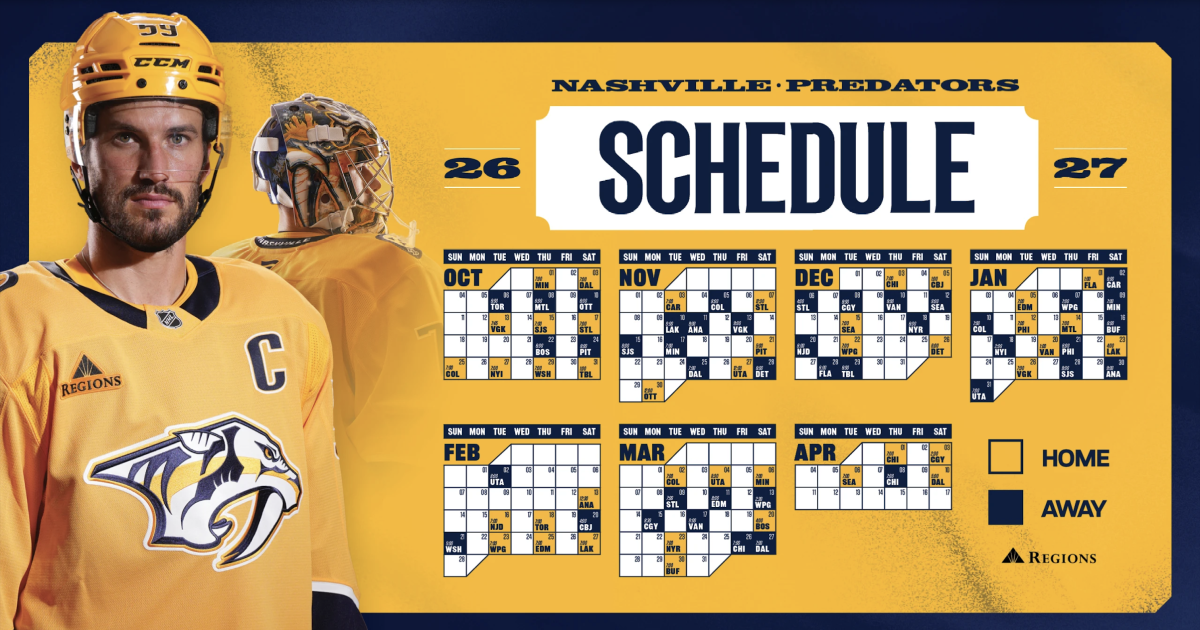 Nashville Predators announce 84-game 2026-27 schedule, Oct. 1 home opener