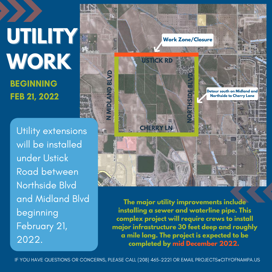 Section of Ustick Road in Nampa to close for construction 