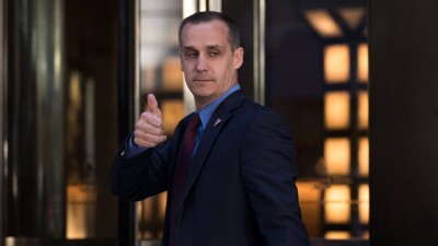 Corey Lewandowski gives a thumbs up June 9.