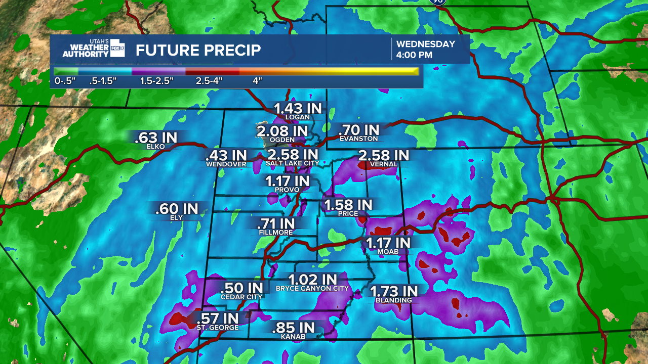 Strong winds, heavy rain and mountain snow target Utah through midweek