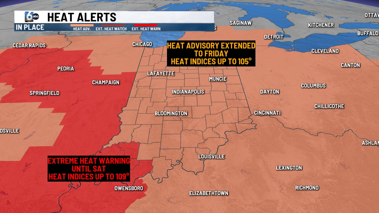 Heat advisory extended to Friday evening