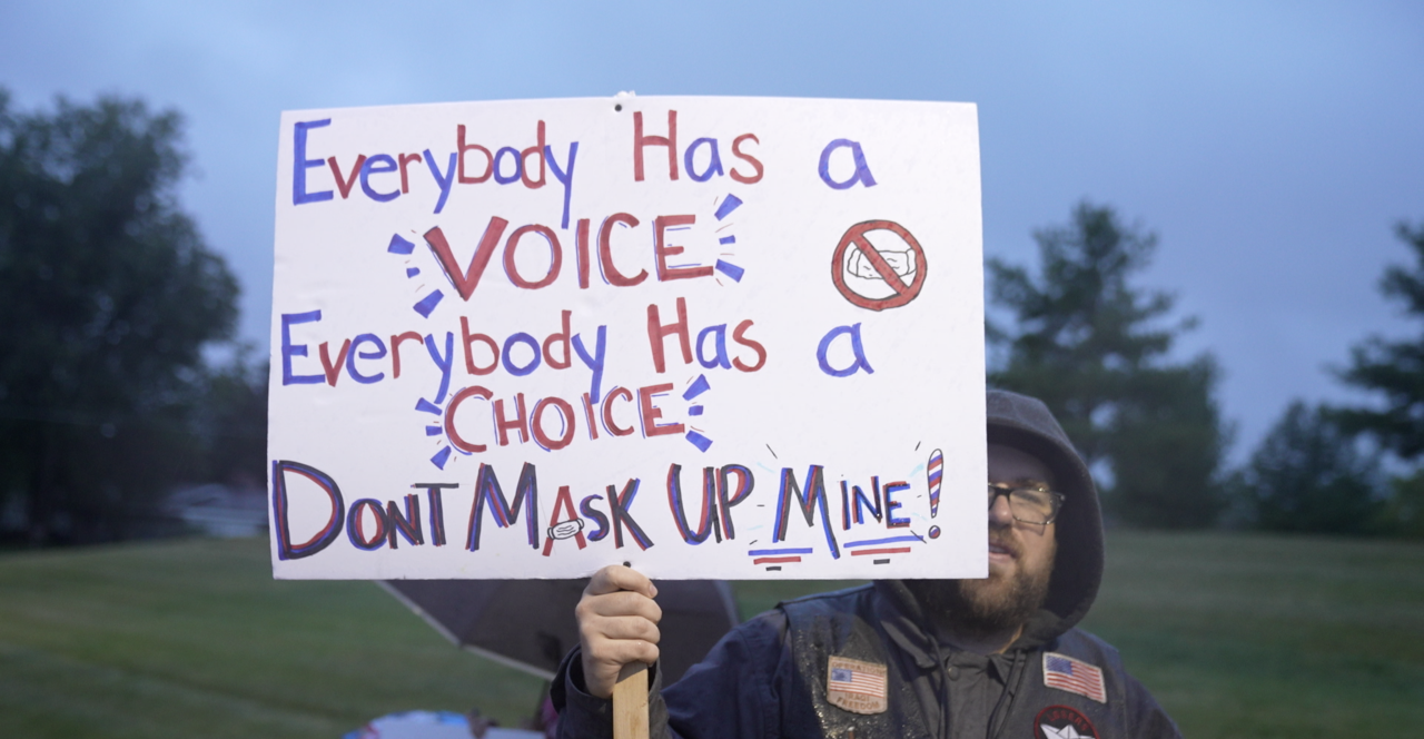 Mask protest