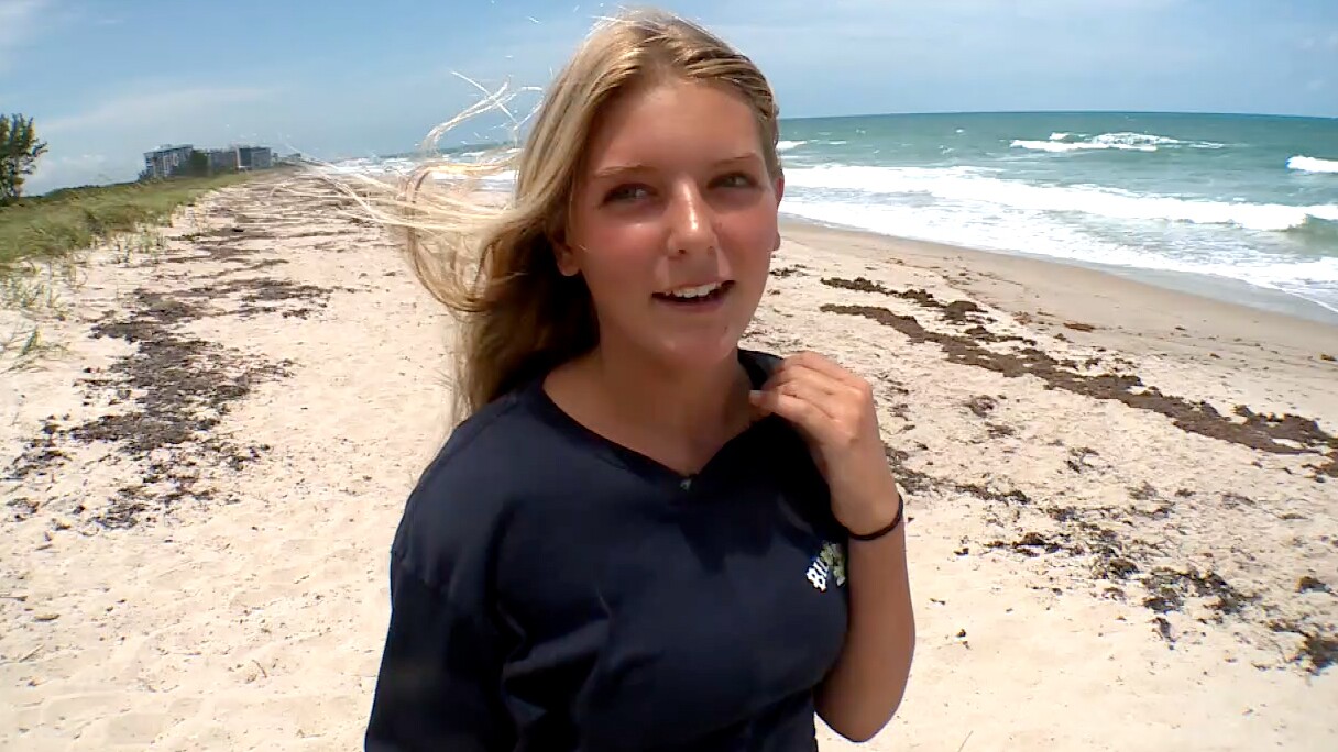 Ella Reed describes how the shark attacked while she was in the water at Fort Pierce Inlet State Park.