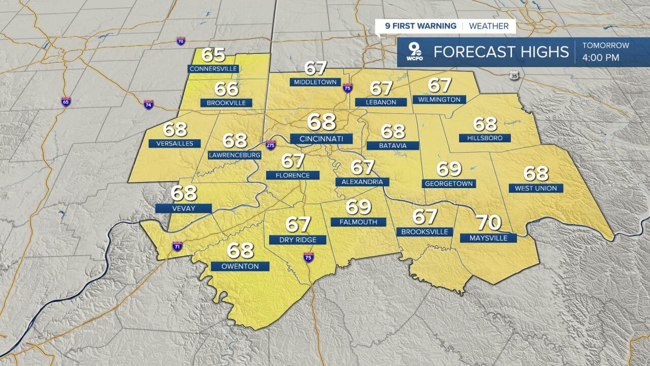 Unseasonably warm highs on Wednesday, November 17th