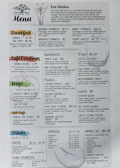 Grounded Cafe Menu
