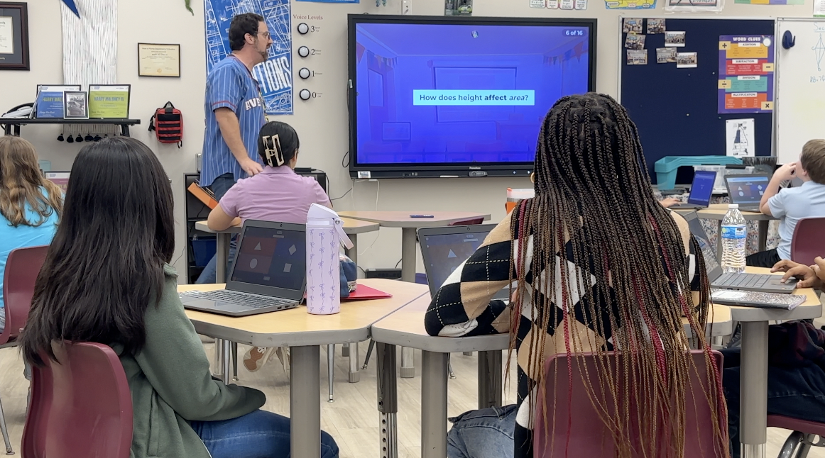 Students playing geometry trivia