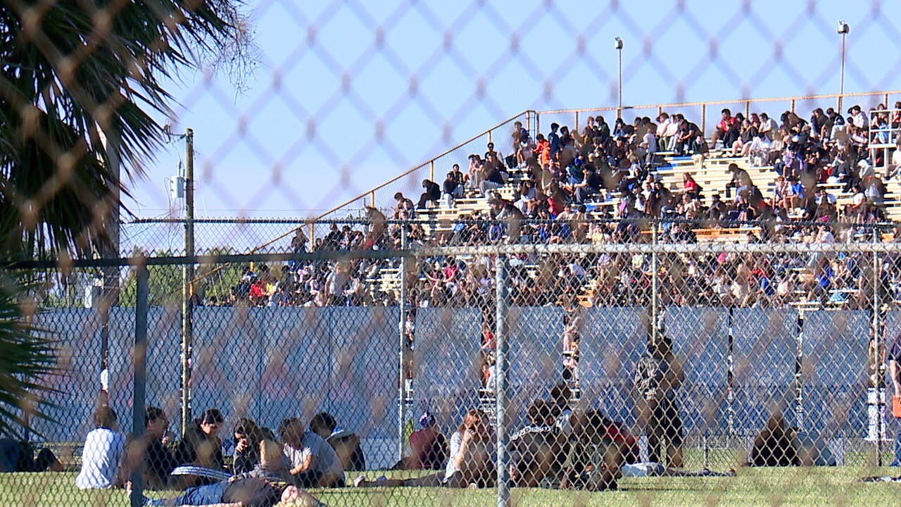 Students filling the bleachers at Cape Coral High