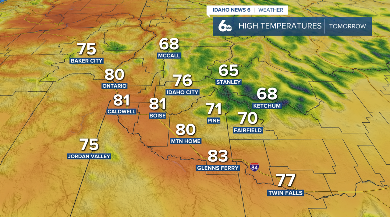 High temperatures tomorrow