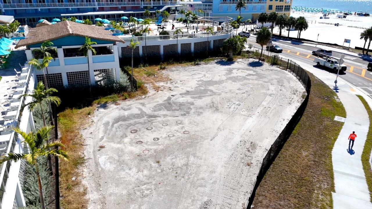 Aerial view of the lot planned for bike/golf cart parking