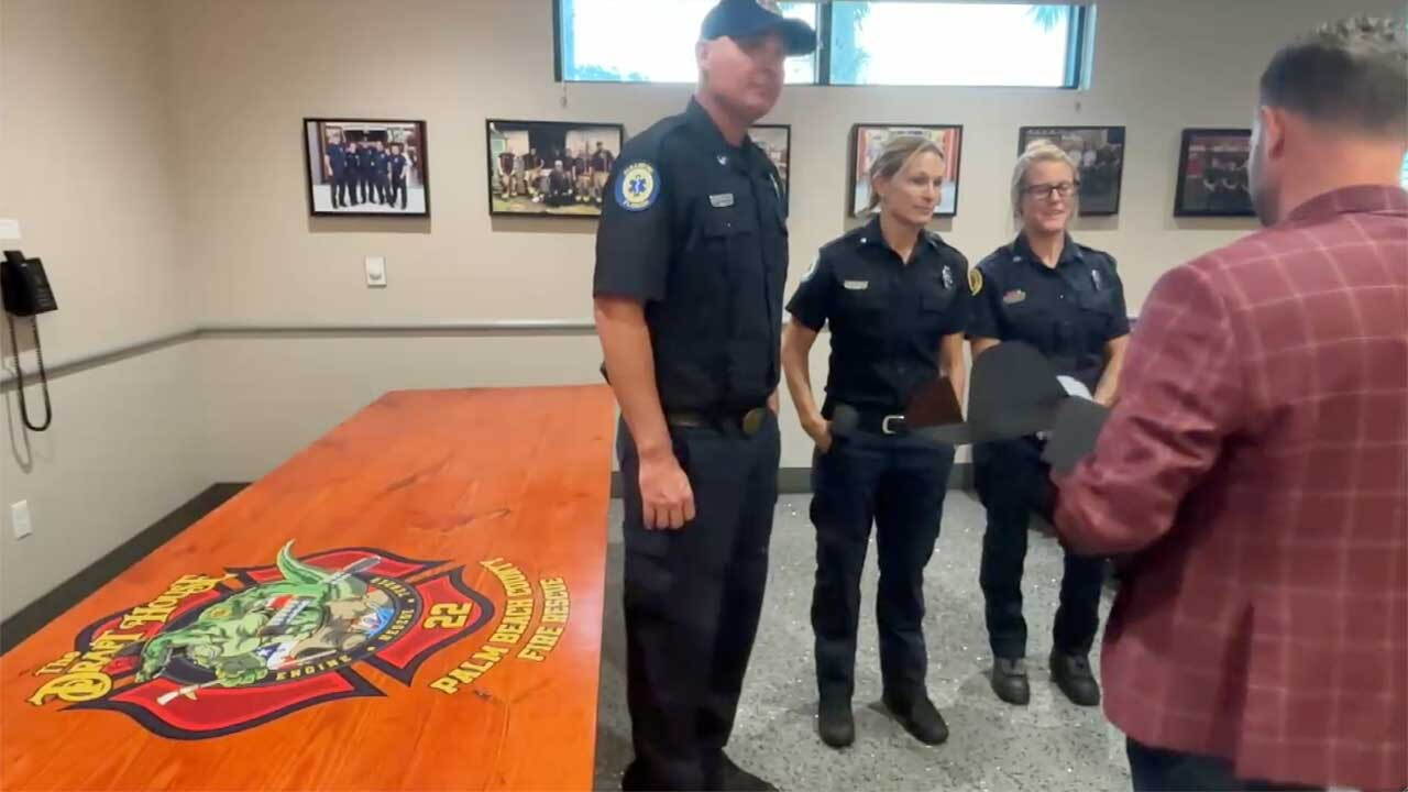On Sept. 29, 2026, firefighters in Westlake, Florida, got a surprise months in the making — a handmade table that will give them a place to finally sit down together for breakfast, lunch, dinner and even holiday meals.