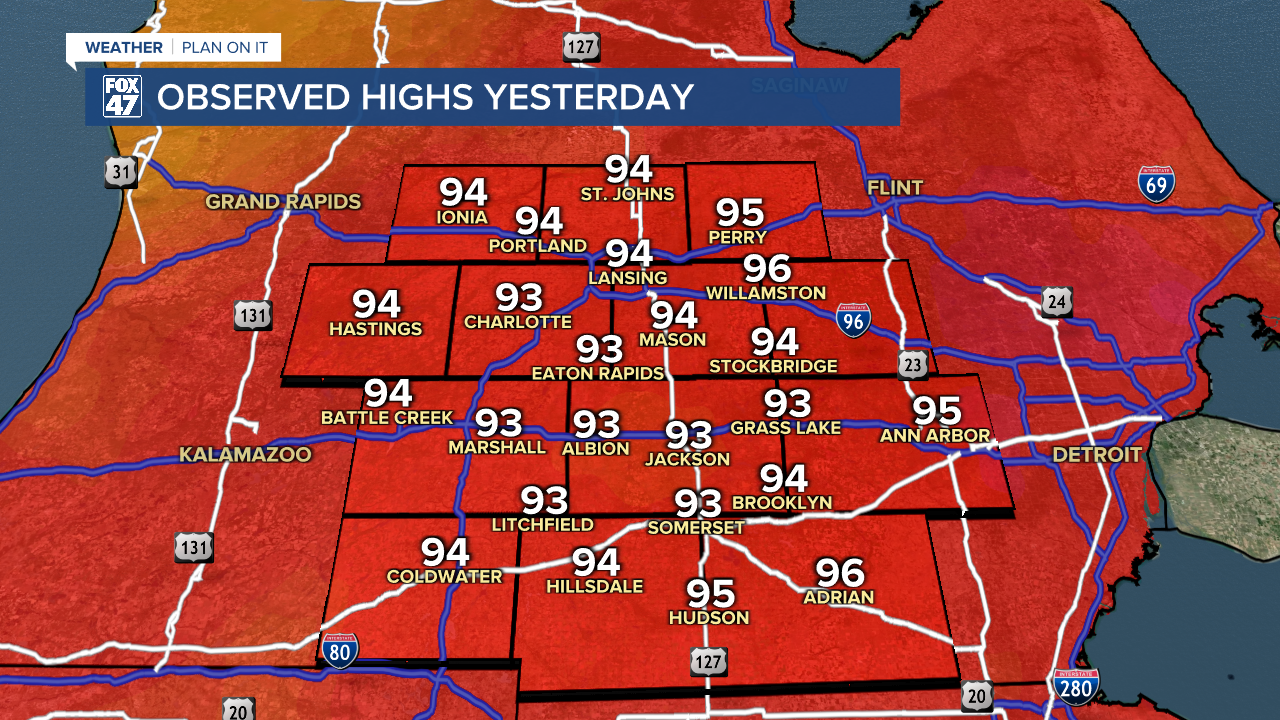 Neighborhoods saw air temperatures in the 90's Thursday