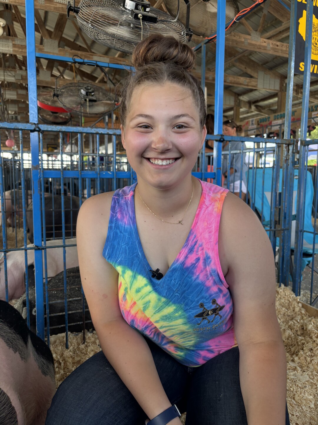 Ella Stensaas is showing pigs for the first time at the Washington County Fair with Slinger High School FFA