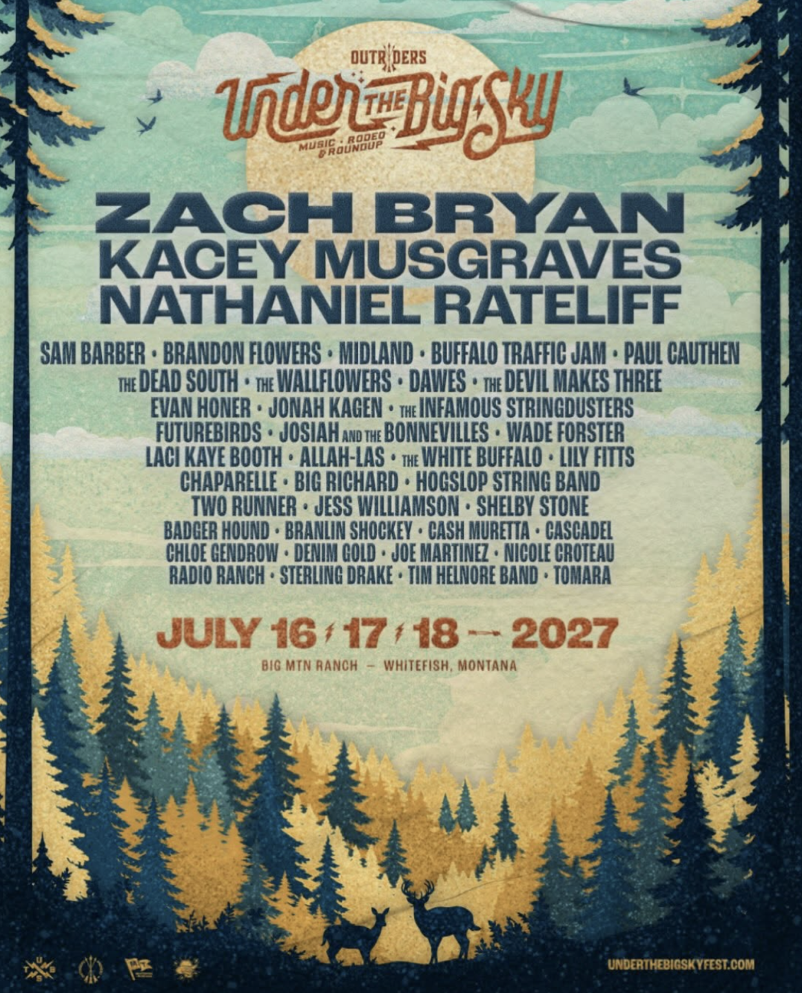 The 2027 Under the Big Sky music festival lineup.