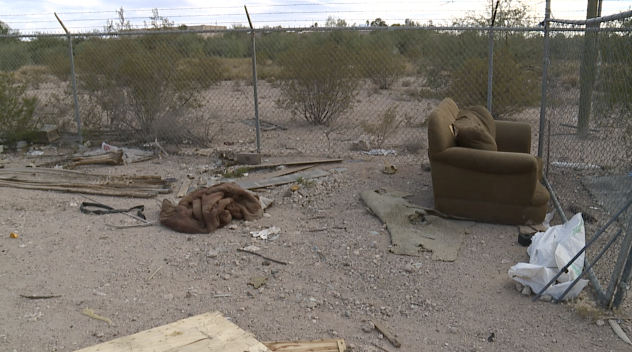 Trash left behind a business in Tucson.
