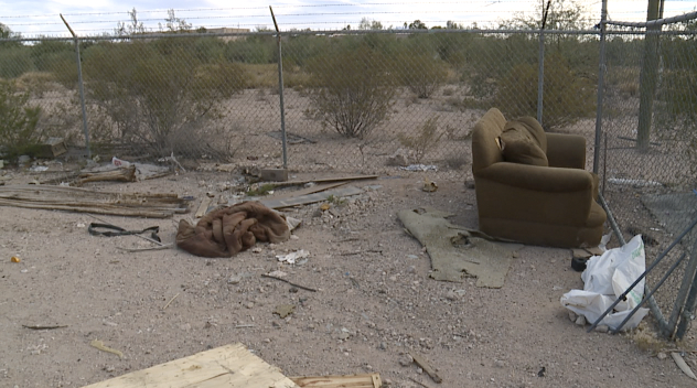 Trash left behind a business in Tucson. 