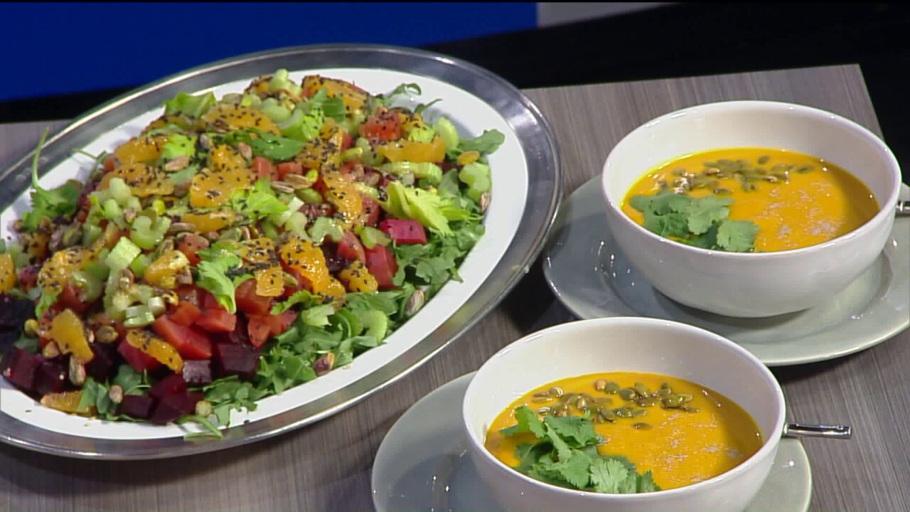 Anti-inflammatory soup with citrus beet salad