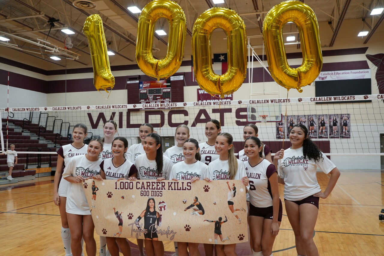 Calallen celebrated senior captain Taylor Paredez. A few games ago, she surpassed 1,000 career kills and 600 digs.