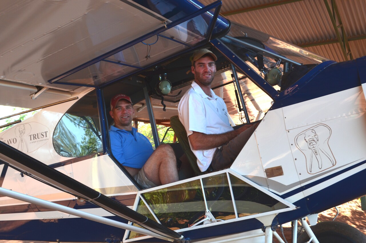 Bob Chastain in plane in Kenya elephant anti-poacher monitoring