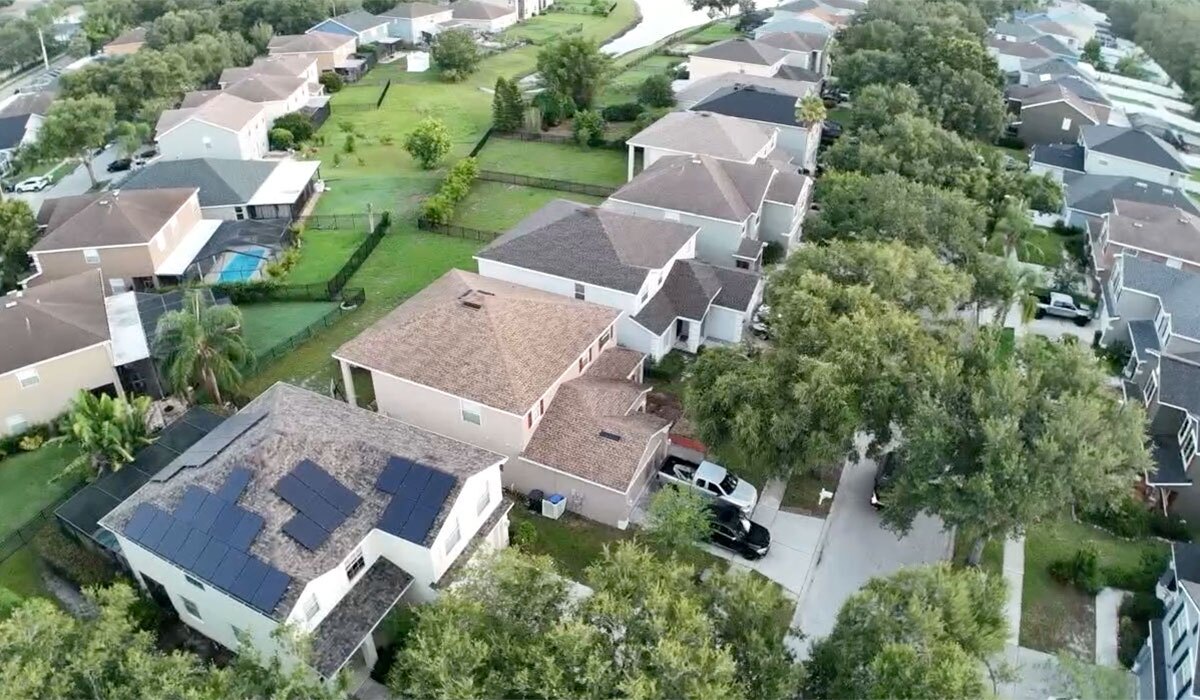 Aerial view of homes 