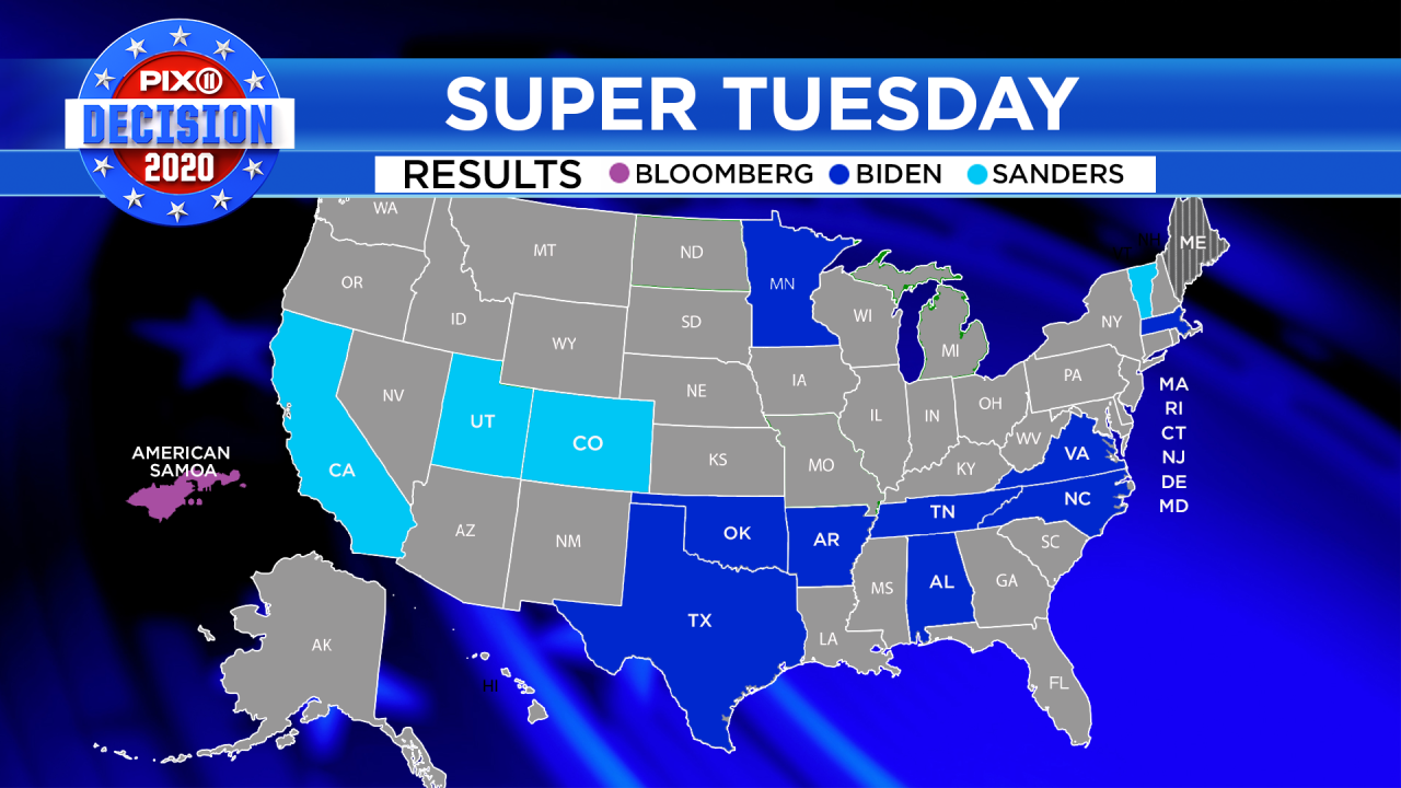Super Tuesday 2020 results map