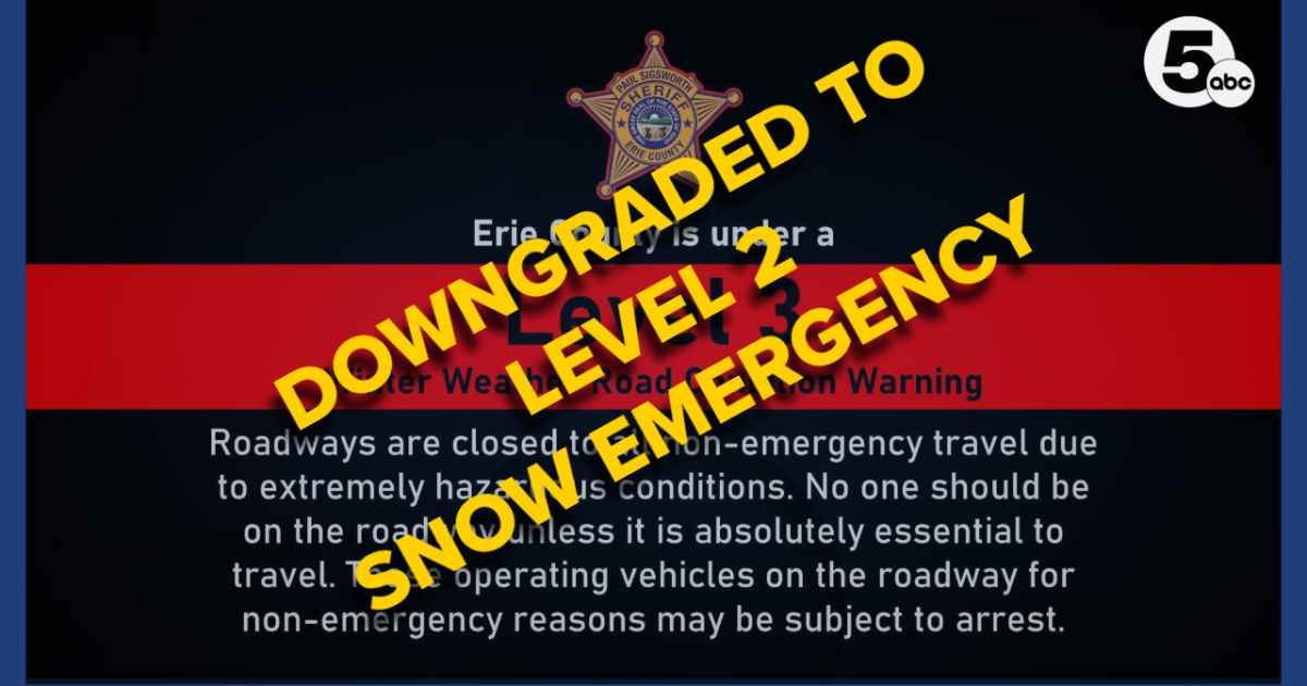 Erie County downgrades Snow Emergency to Level 2