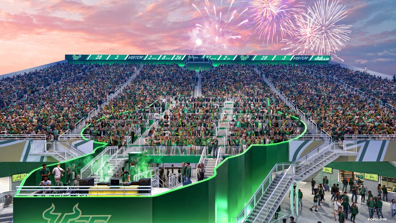 Rendering of USF student section at new on-campus stadium