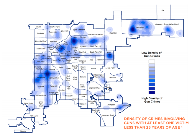 Denver Public Health map of youth gun violence