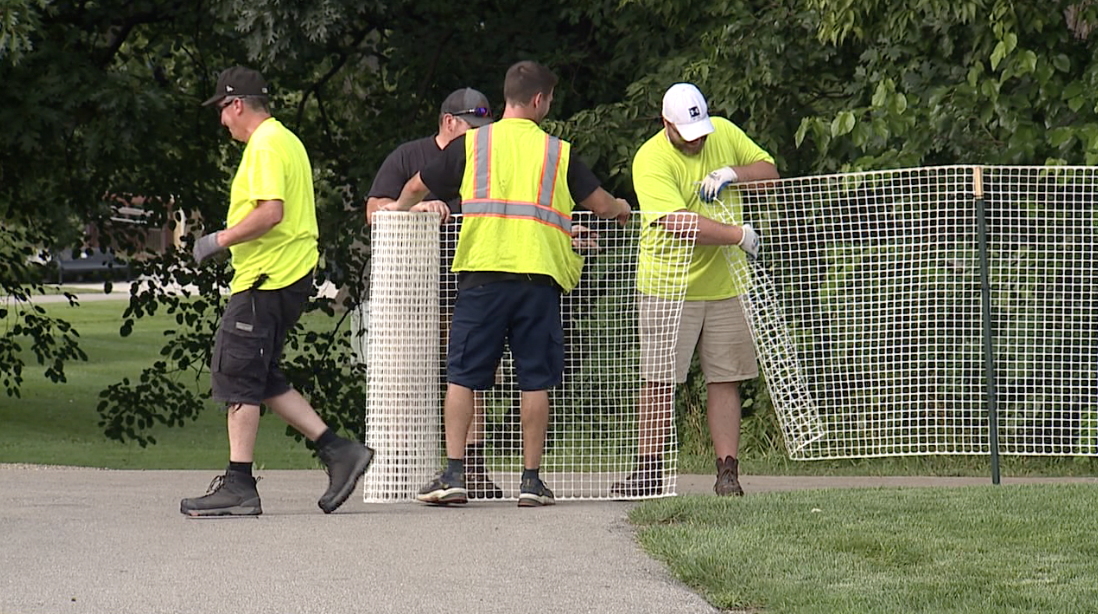 Fencing going up around Sterlingfest