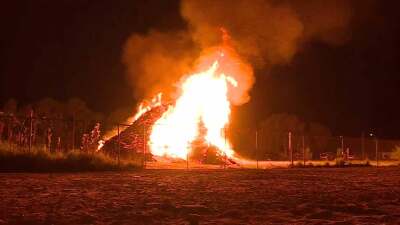 A bonfire was held on Oct. 19, 2023, to celebrate Okeechobee High School's homecoming week.