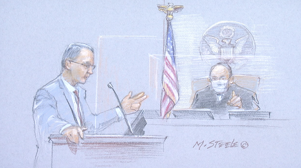 Assistant U.S. Attorney Tim Mangan questions FBI agent at espionage trial of Yanjun Xu.