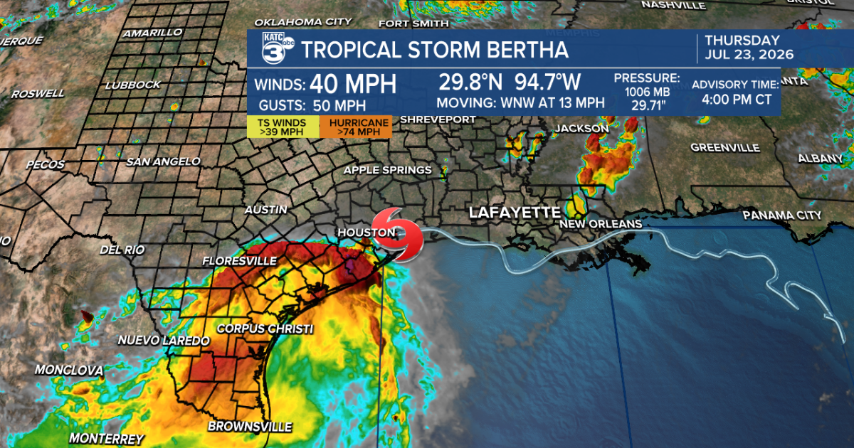 Bertha inland an weakening; back to high heat for Acadiana