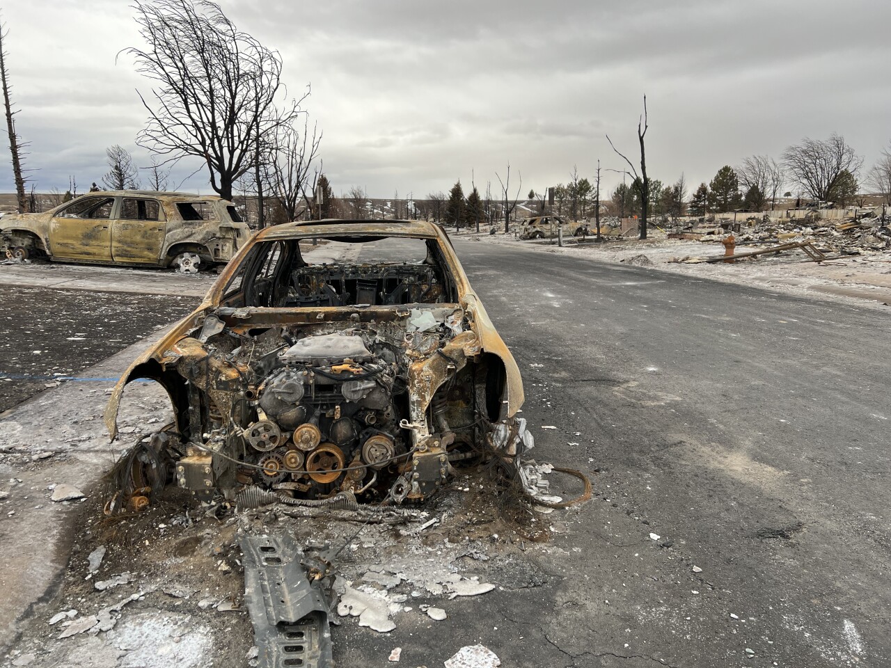Burned car in Boulder County's Sagamore neighborhood