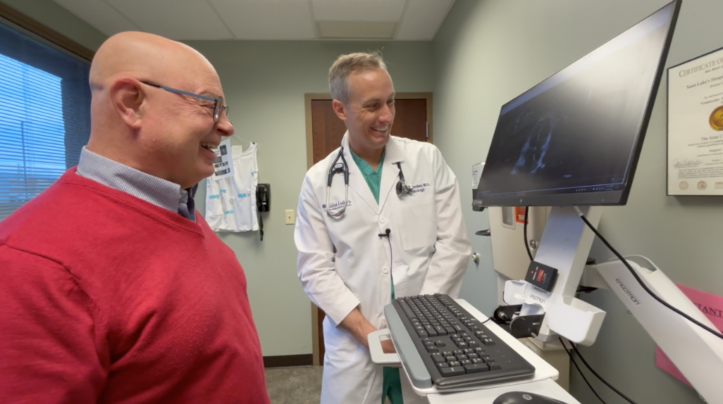 Heart transplant patient and doctor