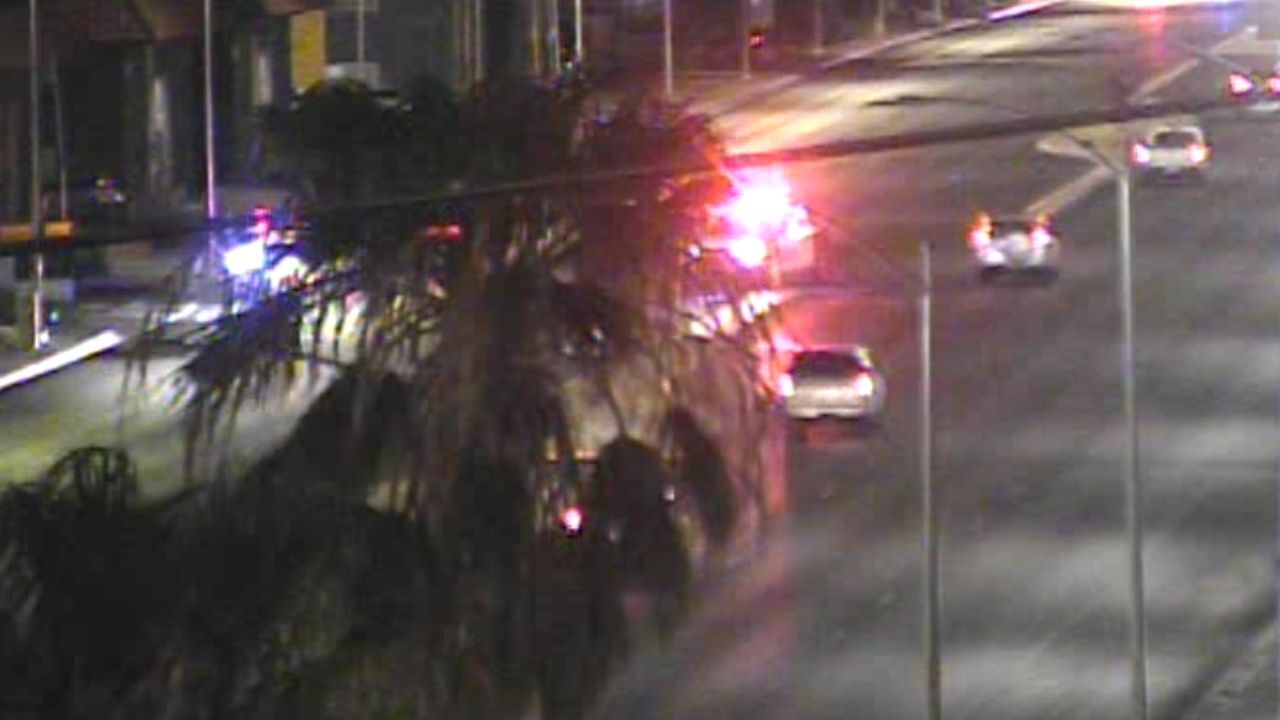 Crash involving pedestrian near Decatur and Sahara