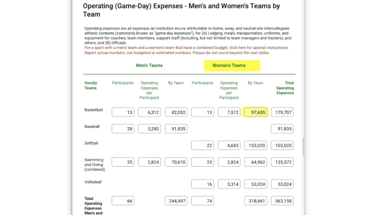Operating Game Day expenses women's basketball team IRSC 04022024.png