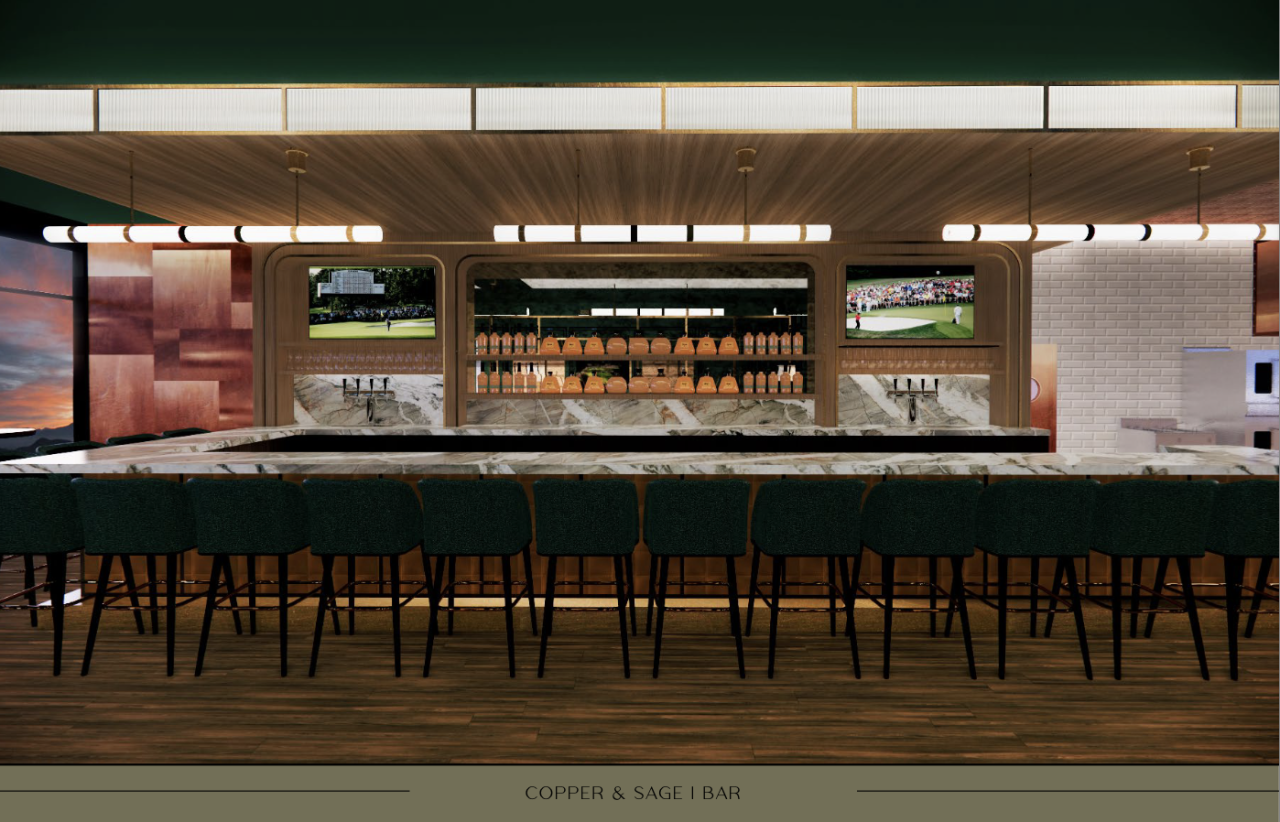 The large bar will seat about 18 guests and there’s will also be some ‘highboy bar tables right behind it,’ according to Lucidi.