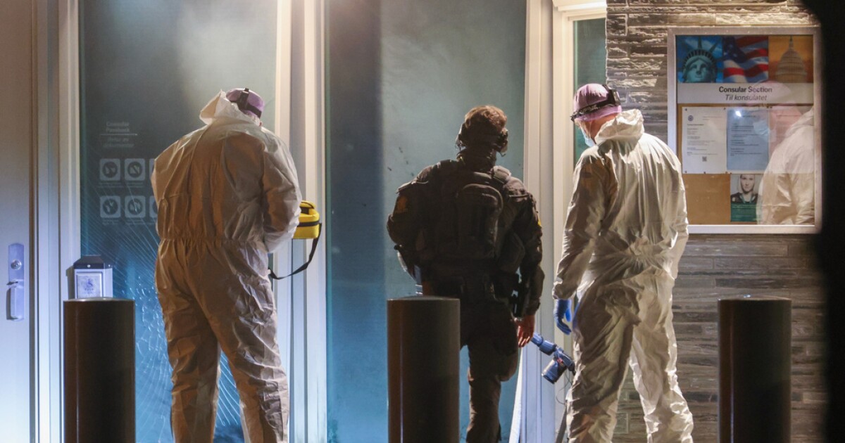 Police in Norway investigate an explosion outside the US Embassy in Oslo