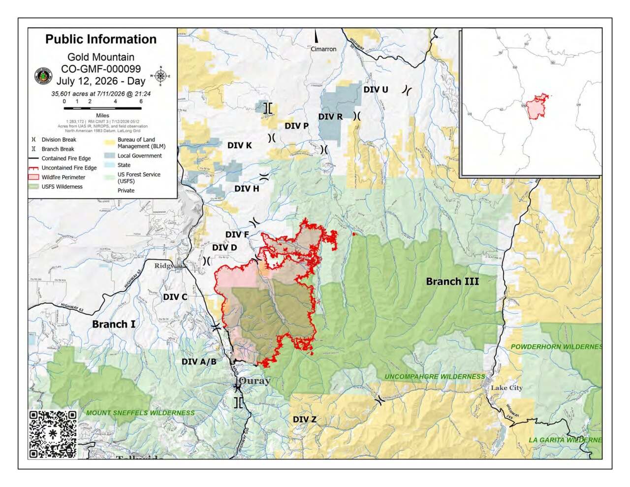 Gold Mountain Fire Facebook page_map as of July 12 2026 morning