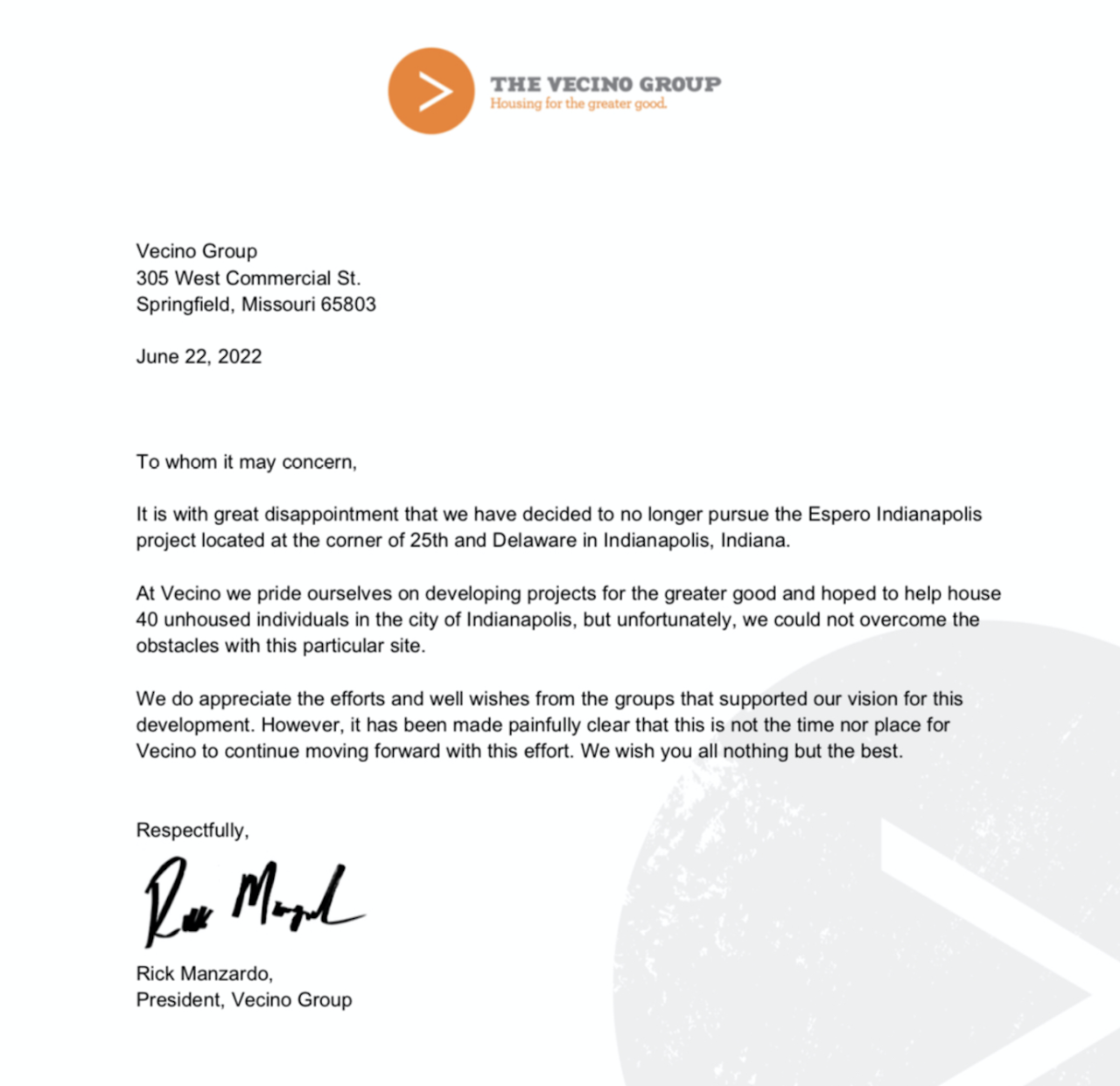 The Vecino Group statement