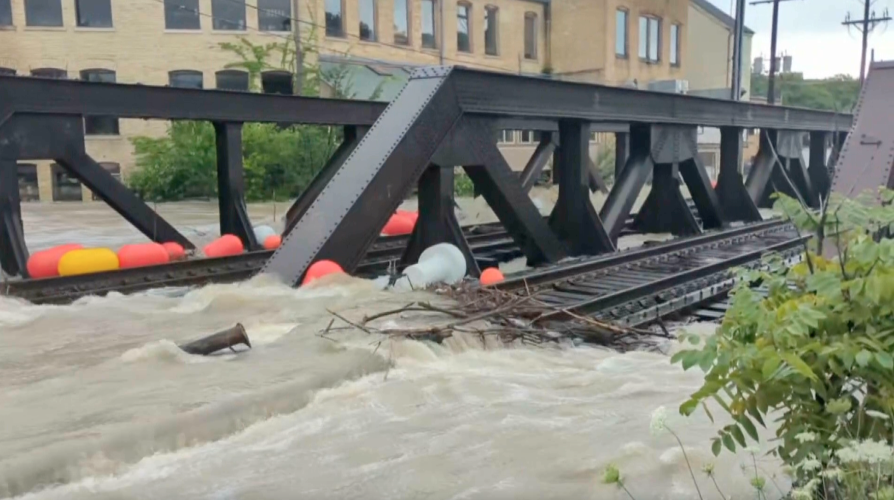 Video from the morning of August 10, 2025 shows most of downtown Tosa underwater, including shocking scenes of the city's bridge covered.