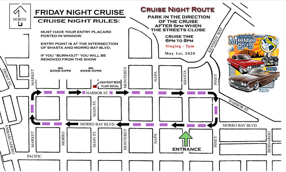 Friday Night Cruise Route, Morro Bay Car Show.png