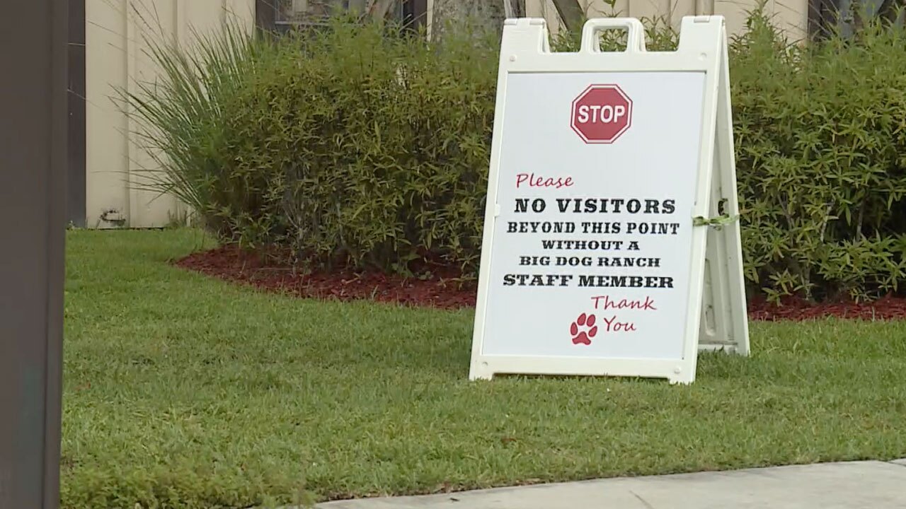 No visitors sign at Big Dog Ranch Rescue