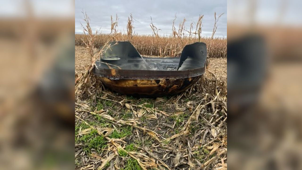 Foreign debris found in a cornfield in Scott Township. 