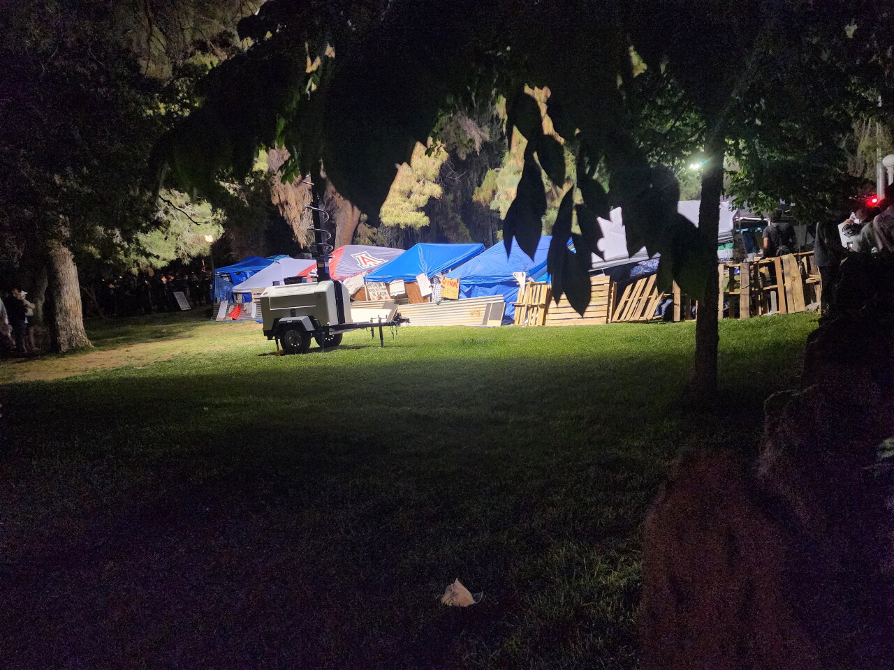 Pro-Palestine protestors build an encampment on campus