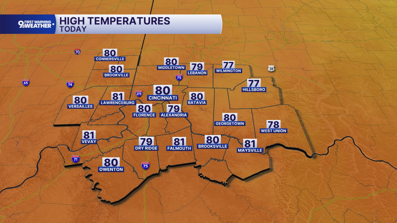 Wednesday afternoon high temperatures