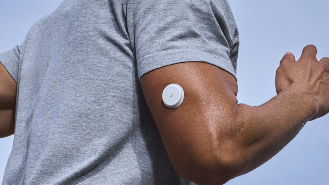 This image provided by Abbott’s Lingo division in July 2025, shows the Lingo wearable device for continuous glucose monitoring.