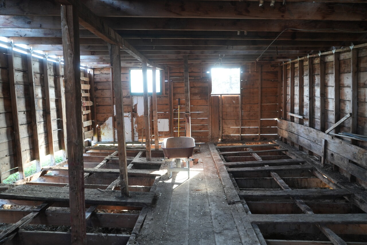 inside of the barn