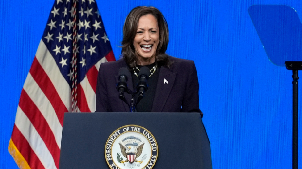 Vice President Kamala Harris speaks during the American Federation of Teachers' 88th national convention