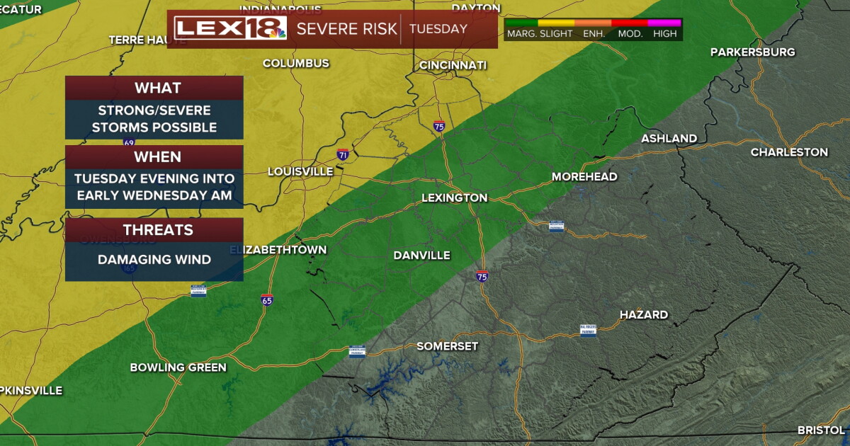 Strong to Severe Storms Possible Tuesday Evening